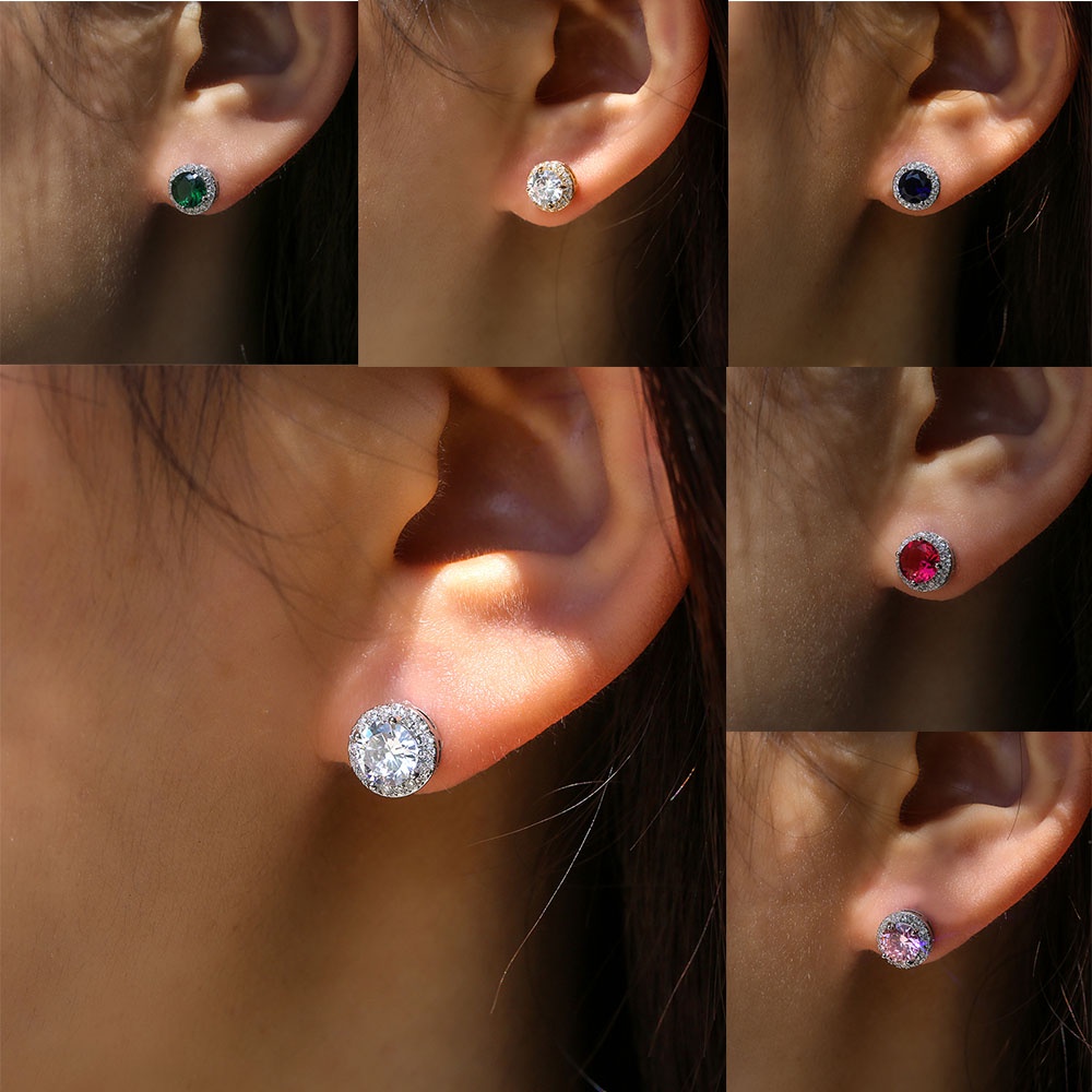 Đôi Khuyên Tai Tròn Đính Đá Zircon Thời Trang Cho Nữ