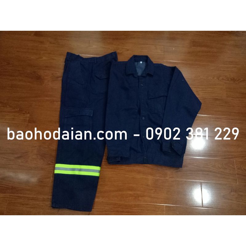 Quần áo jean thợ hàn túi hộp may phản quang