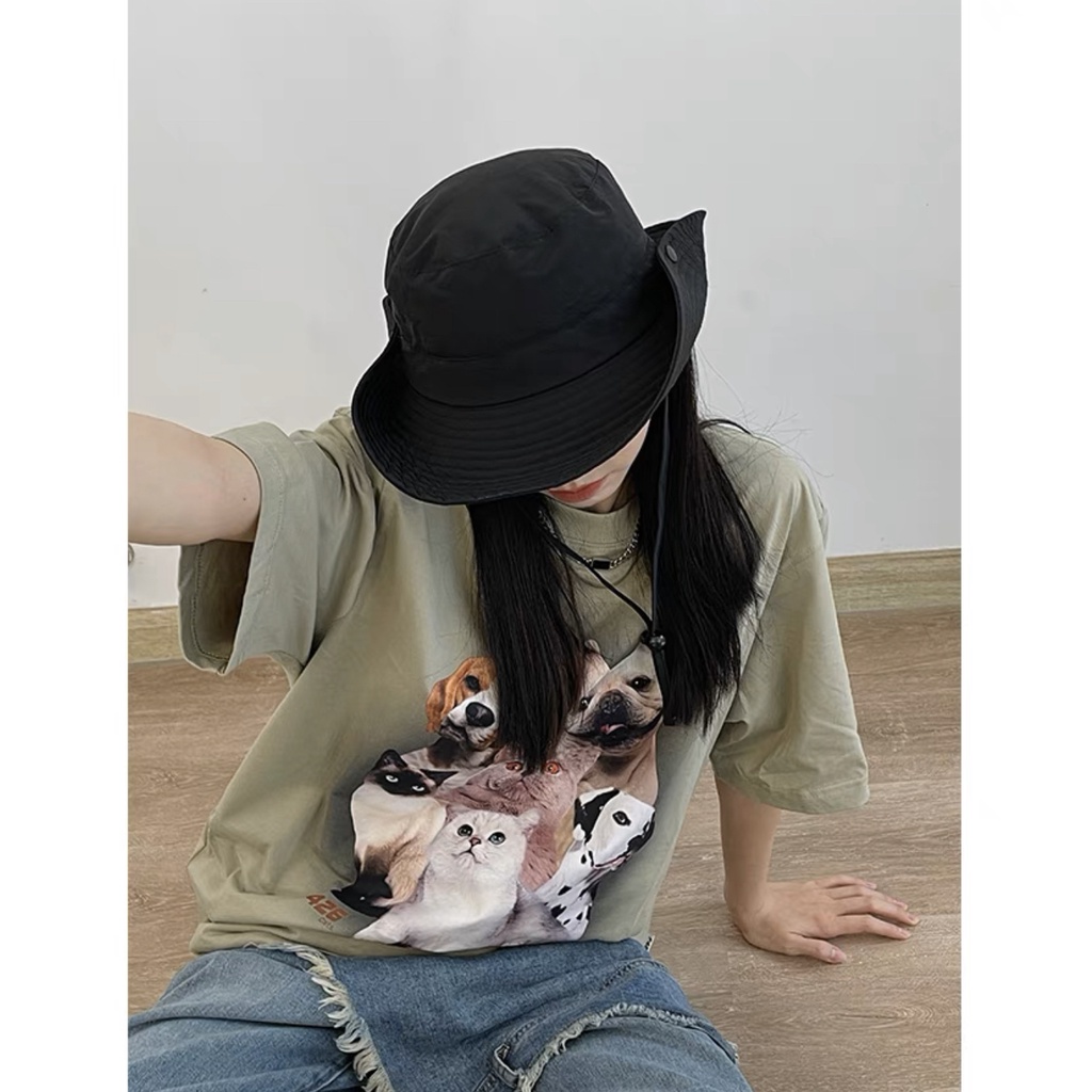 Nón mũ tai bèo cao bồi phối dây rút thời trang unisex nam nữ