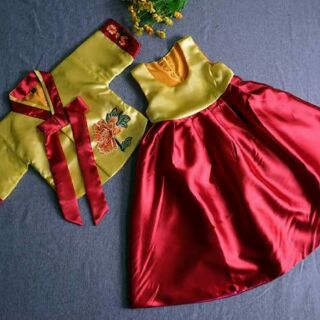 Hanbok hàn quốc đỏ vàng