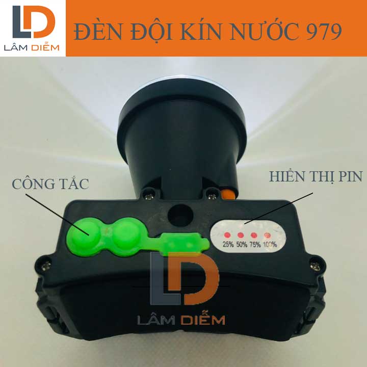Đèn pin đeo đầu pin sạc hiển thị phần trăm pin siêu sáng kín nước 419-979