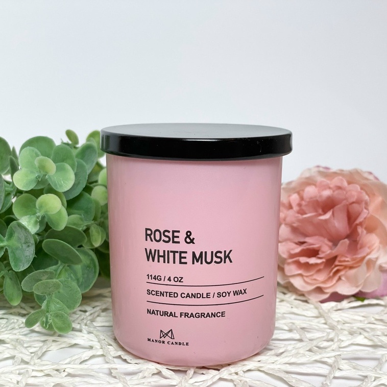 Nến thơm Rose &amp; White Musk chính hãng Manor Candle, size 4 oz 114g