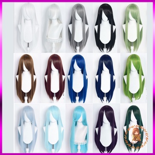 [Có sẵn-Order] wig/tóc giả cơ bản 80cm cosplay màu trắng bạc xám đen nâu xanh tím
