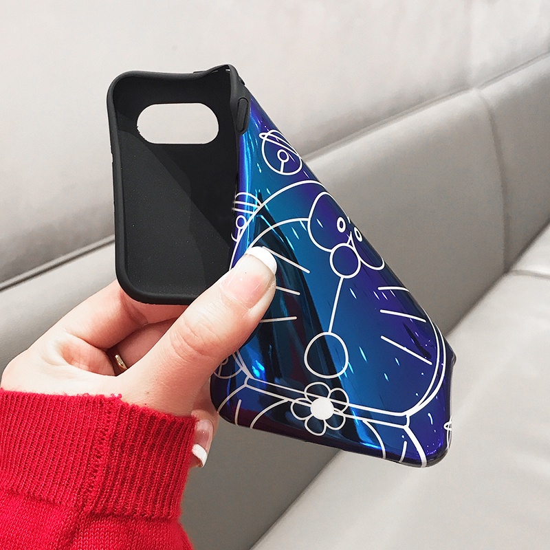 Ốp Điện Thoại Silicon Mặt Kính Hình Doraemon Chống Sốc Cho VIVO Y35 4G Y30 5G Y16 5G Y02S Y01A Y77 5G