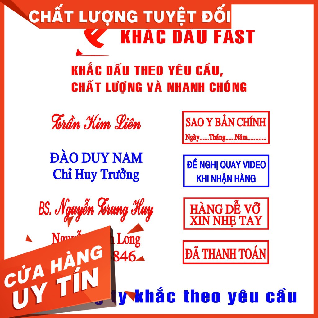 Khắc Con Dấu Tên Rõ Đẹp, Mộc Tên, Dấu Vuông 1-2 Dòng Theo Yêu Cầu Có Sẵn Mực, Hiệu Shiny S222 Chính Hãng