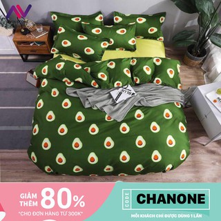 Set Chăn Ga 5 Món Họa Tiết Quả Bơ EM2F1 /2 Vỏ Gối /1 Ga Giường /1 Chăn/1 Gối ôm Đủ Size - Hàng Xuất khẩu Cao Cấp
