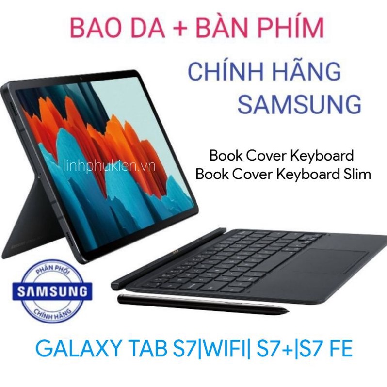 [Mã SKAMA9 giảm 8% đơn 250K] Bao da bàn phím Book Cover KeyBoard ( Slim ) Samsung Galaxy Tab S7 / S7 Plus / S7 FE