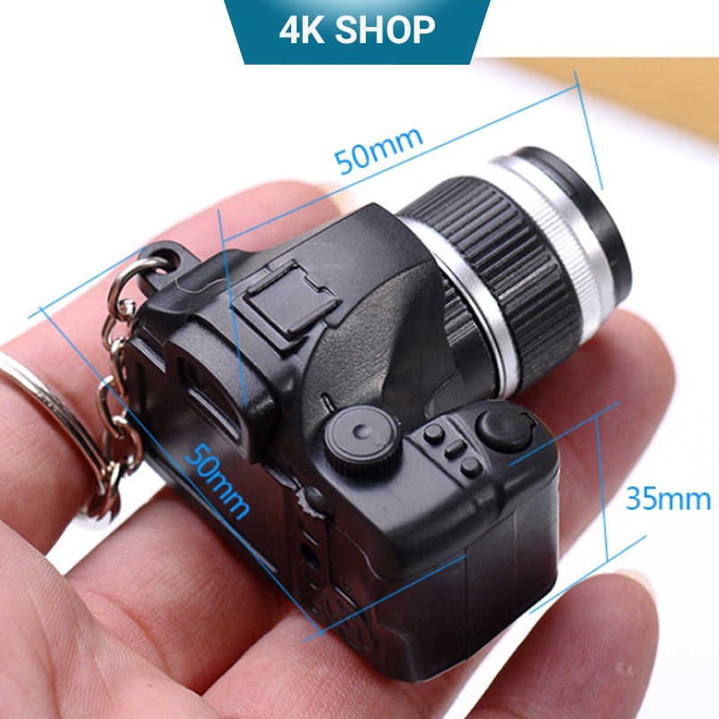 Móc chìa khóa hình máy ảnh có nút chụp phát âm thanh, ánh sáng