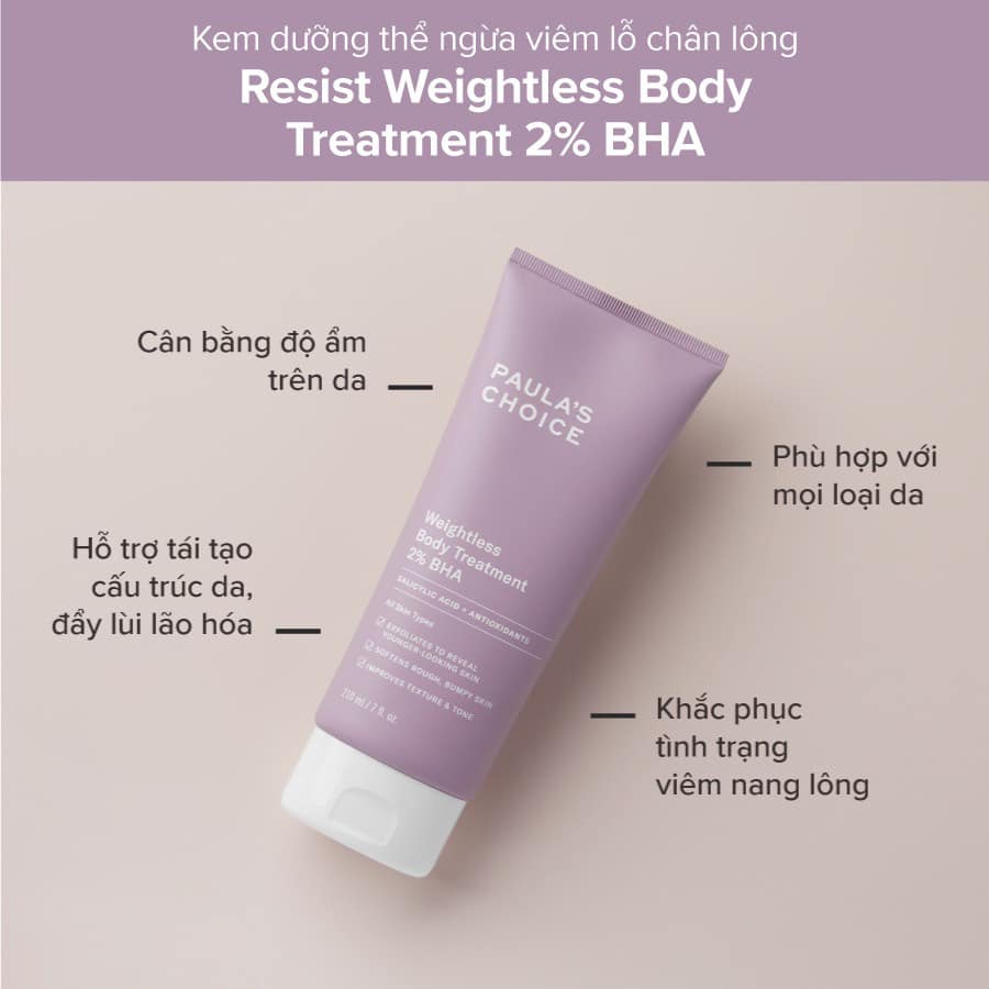 Kem Dưỡng Thể Paula’s Choice Weightless Body Treatment 2% BHA 210ml