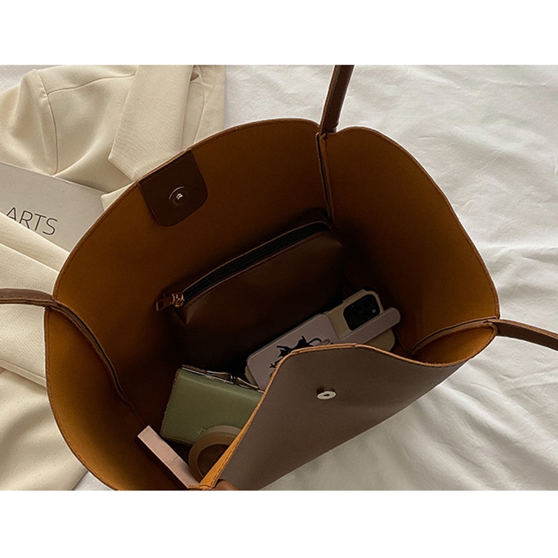 Túi đeo vai IELGY màu trơn cỡ lớn phong cách Hàn Quốc thời trang cho nữ