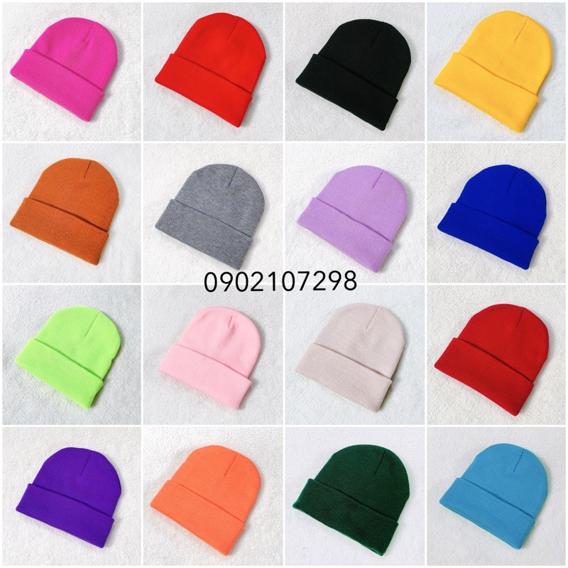 [Chuyên sỉ] Mũ / Nón Len Màu Trơn Beanie Nhiều Màu 30cm