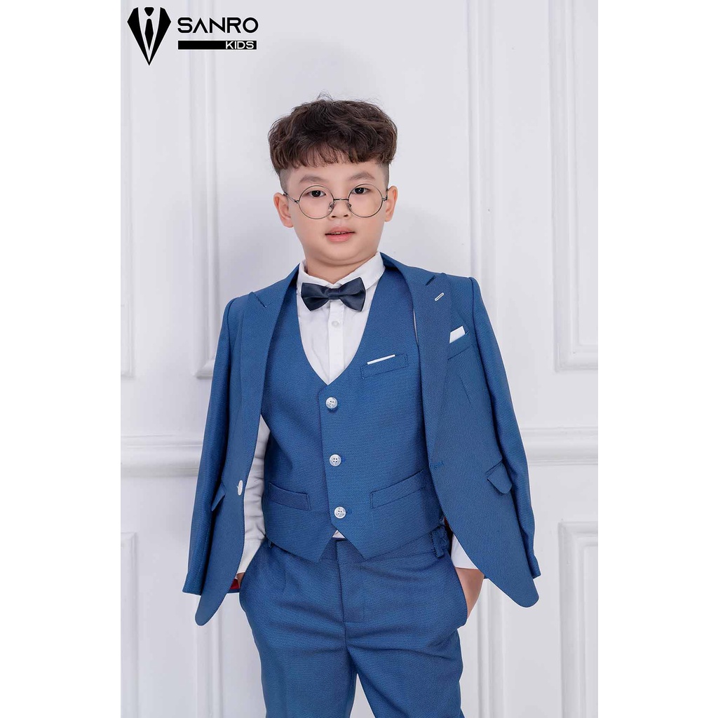 Bộ vest bé trai SANRO KIDS xanh hạt cao cấp