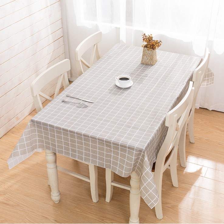 Khăn trải bàn vintage trang trí bàn ăn cao cấp Khăn trải bàn kẻ caro nhựa PVC chống thấm nước, không mùi, không phai màu