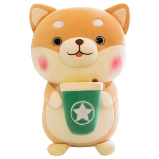 Gấu bông chó shiba ôm trà sữa siêu mềm - Unishop