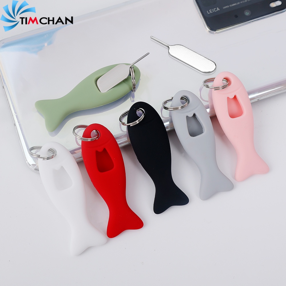 Hình dạng con cá đầy màu sắc Chống thất lạc Pin / Thẻ điện thoại di động Gỡ bỏ Pin Thẻ SIM Túi lưu trữ Chìa khóa