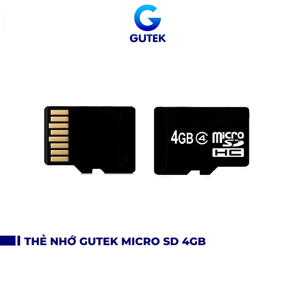 Thẻ Nhớ Gutek Micro SD 4GB Tốc Độ Cao Dùng Lưu Trữ Nhạc Hình Ảnh Video Clip, Dùng Cho Điện Thoại, Loa Bluetooth