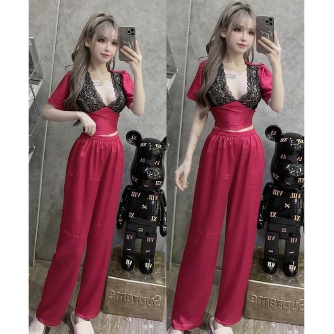 Đồ bộ nữ, đồ ngủ nữ lụa satin, mặc nhà set 2 món nhiều màu, đồ ngủ thoáng mát, mềm mịn