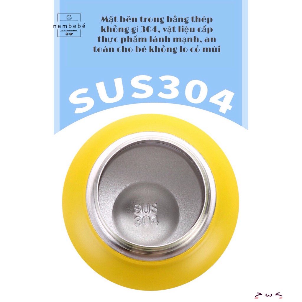 Bình hút nước giữ nhiệt hình đáng yêu cho bé, lõi inox 304