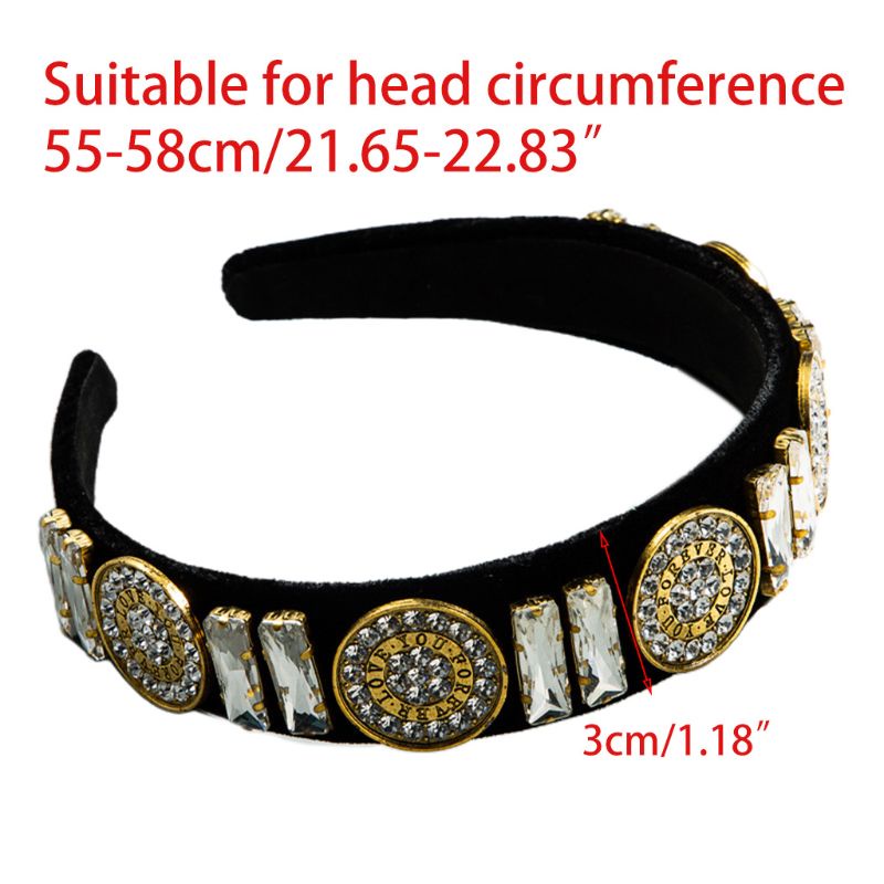 Flgo Băng Đô Đính Đá Pha Lê Đồng Xu Vàng Phong Cách Baroque Cổ Điển