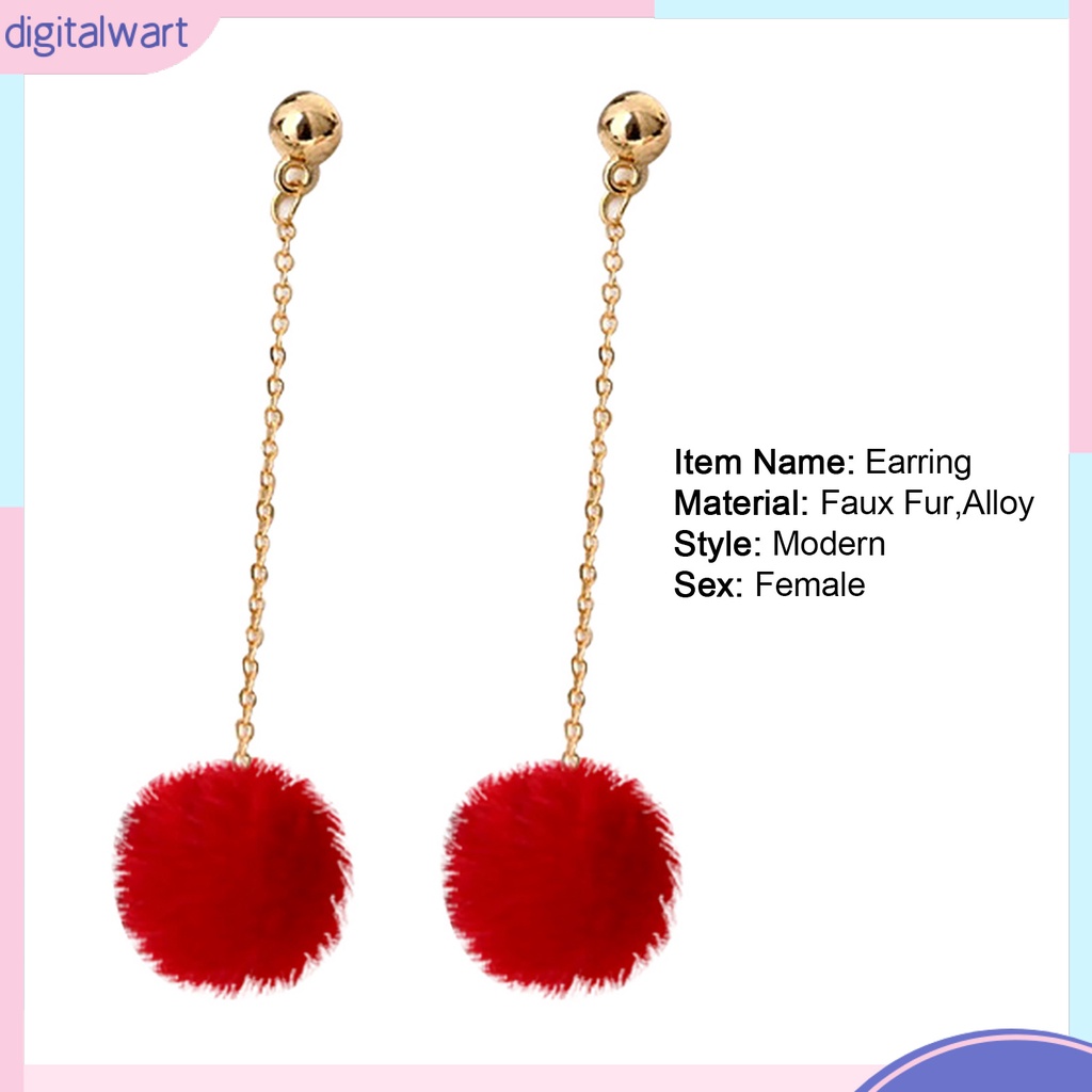 Đôi khuyên tai gắn trang trí quả cầu lông xù xinh xắn dành cho nữ