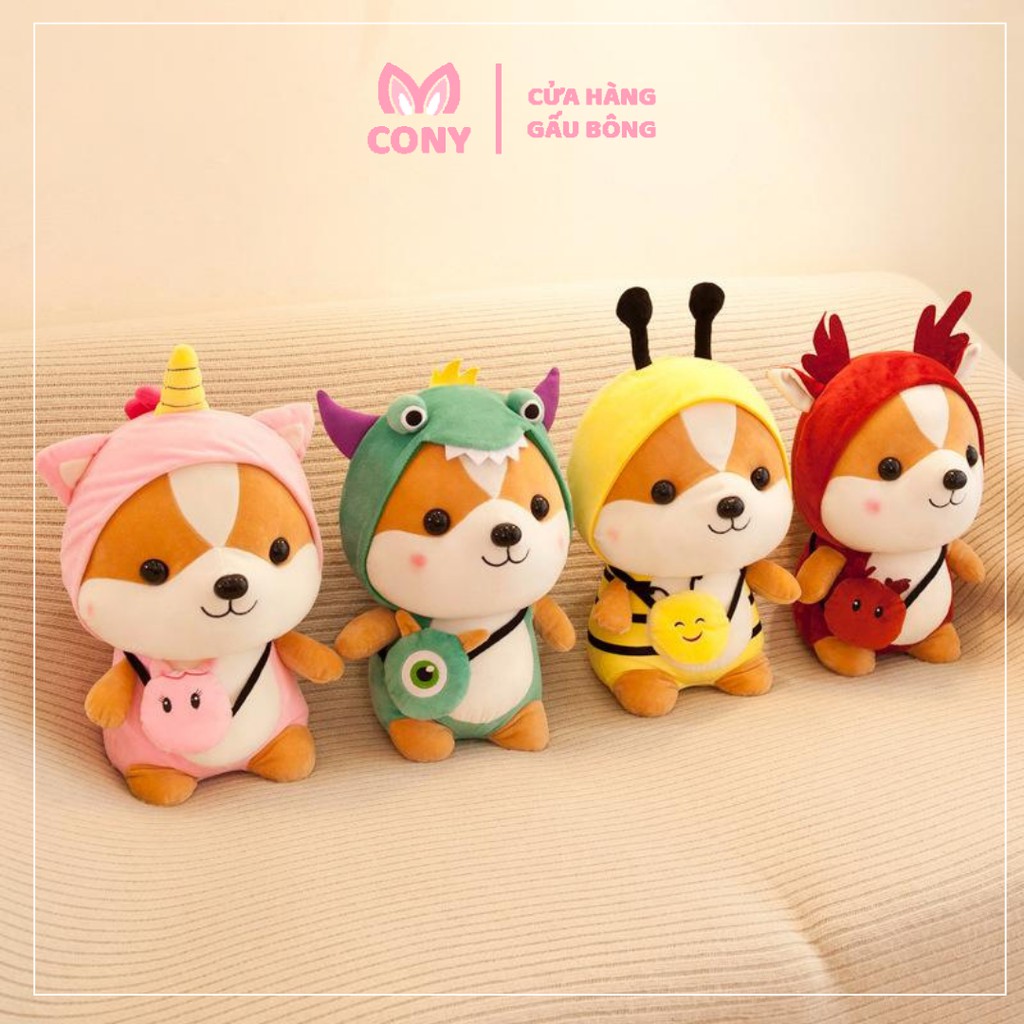 Gối ôm gấu bông cho trẻ chó bông siba cosplay mềm mịn vải co giãn 4 chiều - CONY