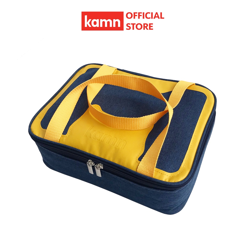 Túi giữ nhiệt đựng hộp cơm Kamn 3 lớp thời trang gọn nhẹ, ngăn mùi, khóa kéo 2 chiều