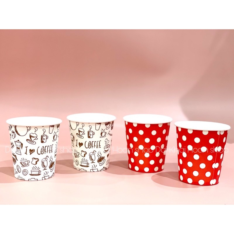 50 Ly Giấy in hình họa tiết dễ thương 7oz – 210ml cho quán cà phê | Ly giấy cafe | Ly giấy cà phê | Cốc giấy.