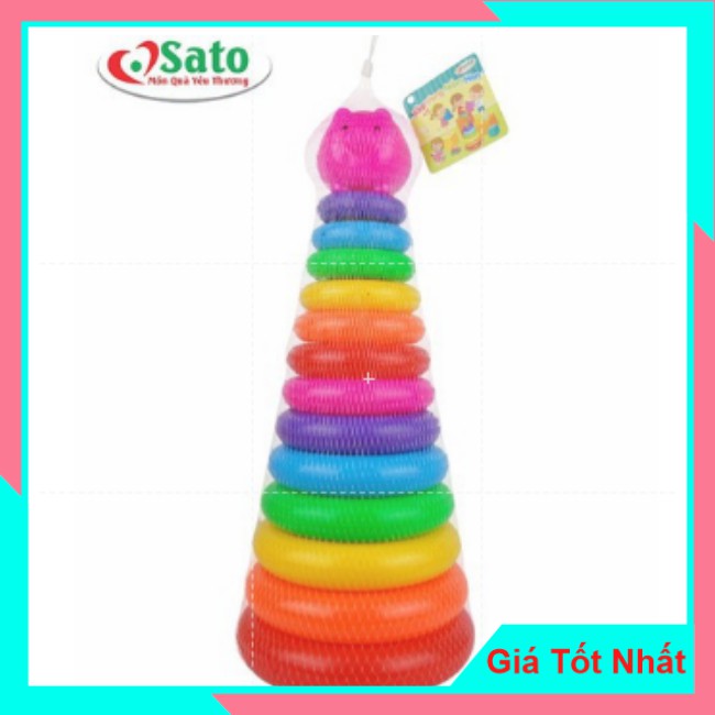 Đồ Chơi Tháp Xếp Vòng Mầm Non Sato47 và Sato88 - Kích Thích Bé Nhận Thức Màu Sắc Vui Nhộn