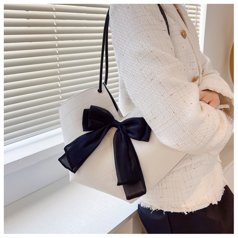 Túi tote Cầm Tay Đính Nơ Họa Tiết Kẻ Sọc Kim Cương Sức Chứa Lớn Mẫu 2022 Thời Trang Mùa Thu Mới Gylb1892