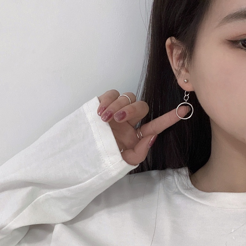 Đôi khuyên tai PAPAOZHU hình tròn bằng kim loại thời trang đơn giản cho nam và nữ