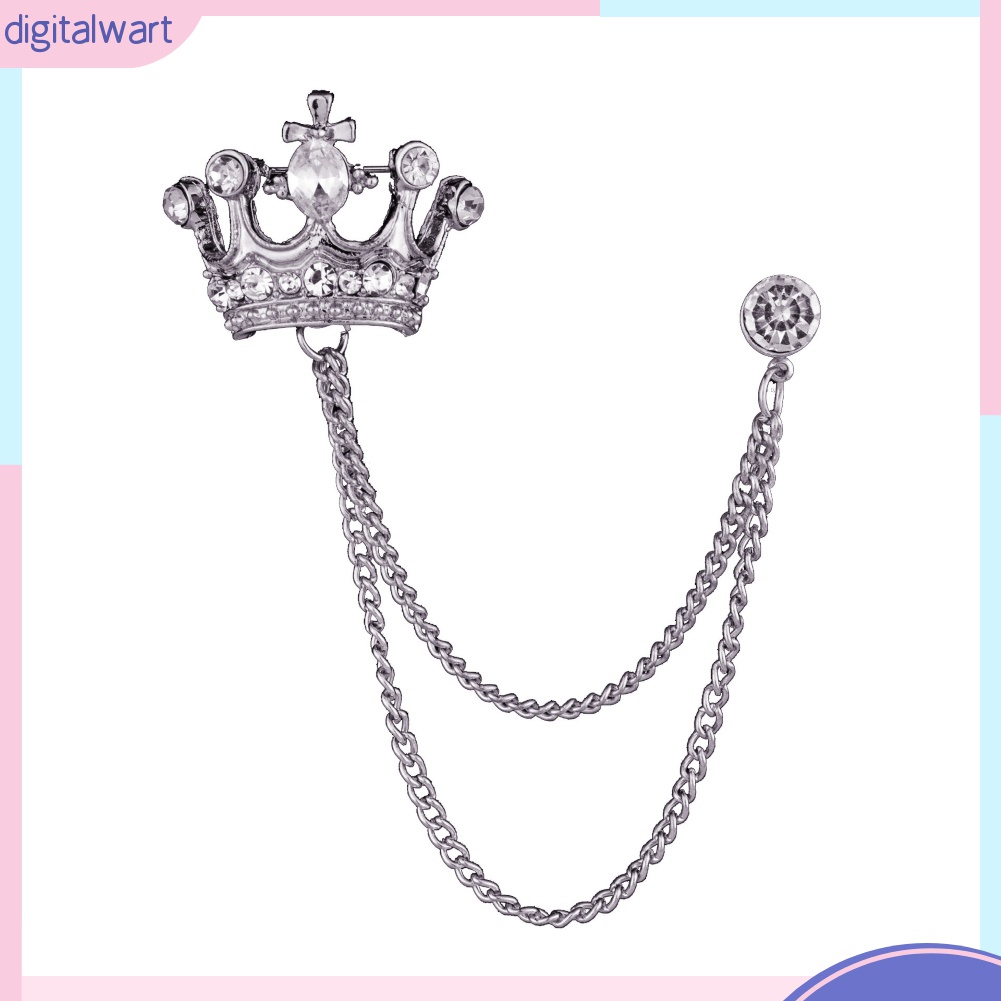 Ghim Cài Áo Hình Vương Miện Phối Dây Xích Tua Rua Phong Cách Cổ Điển Thời Trang Cho Nam Và Nữ