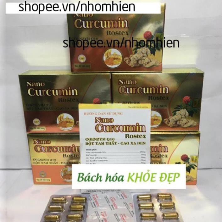 Viên tinh nghệ Nano Curcumin Gold Rostex Tam Thất Xạ Đen giảm viêm loét dạ dày, tá tràng, ung bướu - Hộp 30 viên