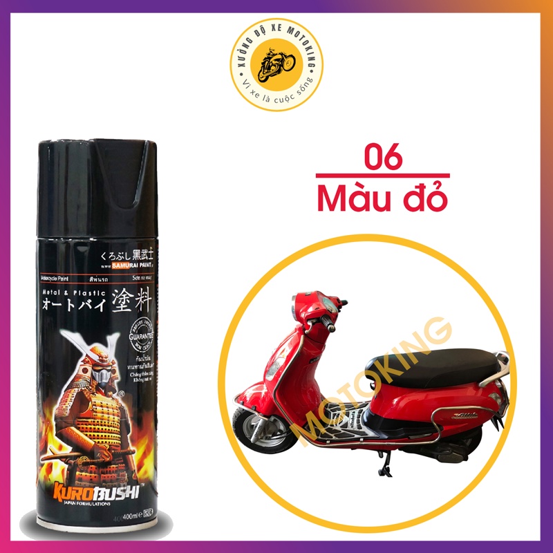 Combo Sơn Samurai màu đỏ 06  loại 2K chuẩn quy trình độ bền 5 năm gồm 4 chai 2K04 - 102 - 06 - 2K01