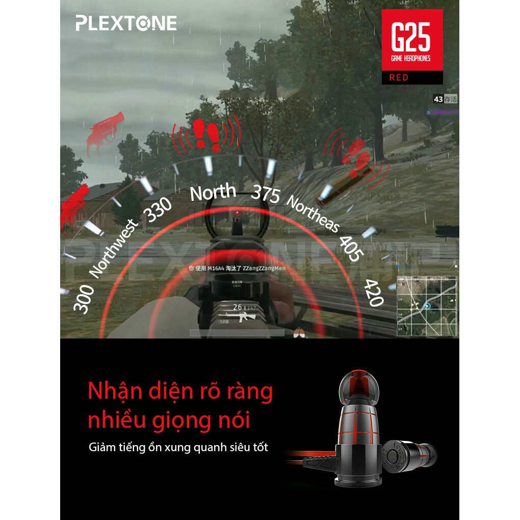 Tai Nghe Chuyên Game Nhét Tai Plextone G25 - Chính Hãng
