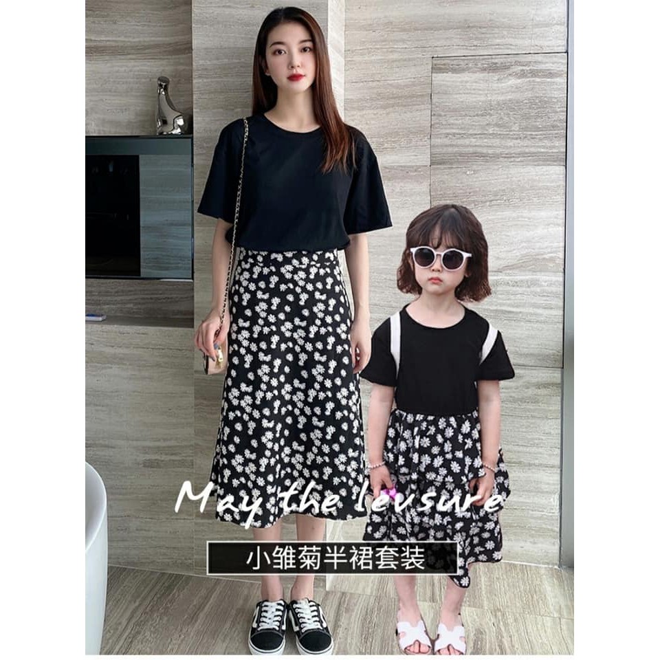 set áo chân váy hoa đôi mẹ và bé gái cực xinh chất bao mát