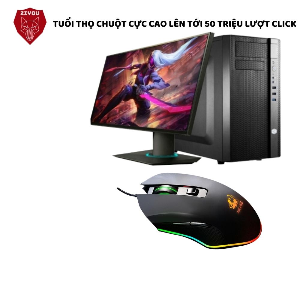 Chuột Máy Tính, Chuột Vi Tính ZIYOU V1 LED RGB, Sử Dụng Công Nghệ Chuột Quang Mới, DPI 4000, Chơi Game Dùng Văn Phòng