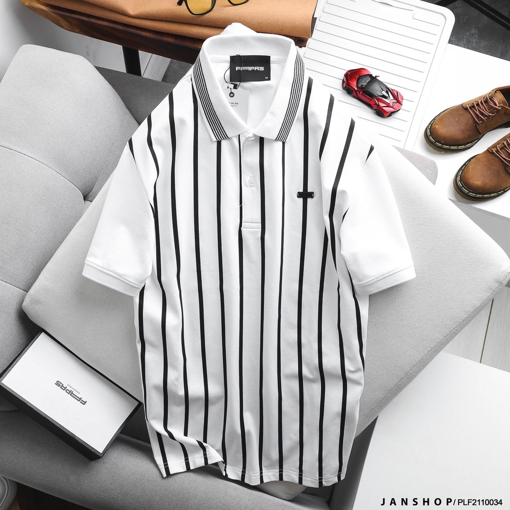 Áo Polo Fapas Kẻ Sọc Phong Cách Bóng Chày Năng Động, Trẻ Trung