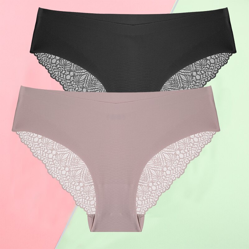 Set 2 quần lót CUTEBYTE không đường may phối ren nhiều màu sắc tùy chọn size S-XL quyến rũ dành cho nữ