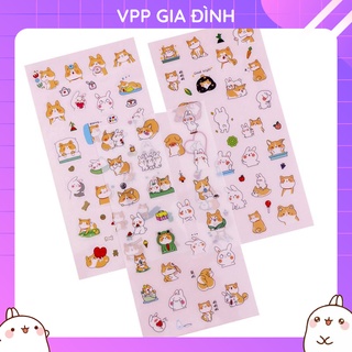 Bộ 6 Tấm Nhãn Dán Sticker Trang Trí Chó Shiba Nhật Bản Đáng Yêu