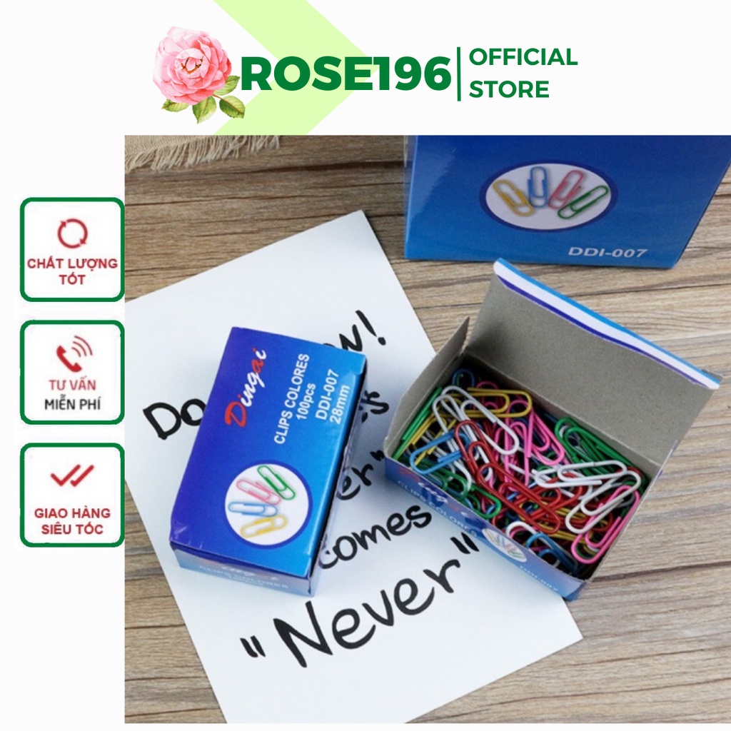 Combo 70 chiếc ghim, kẹp giấy nhiều màu sắc ROSE196 (C35)