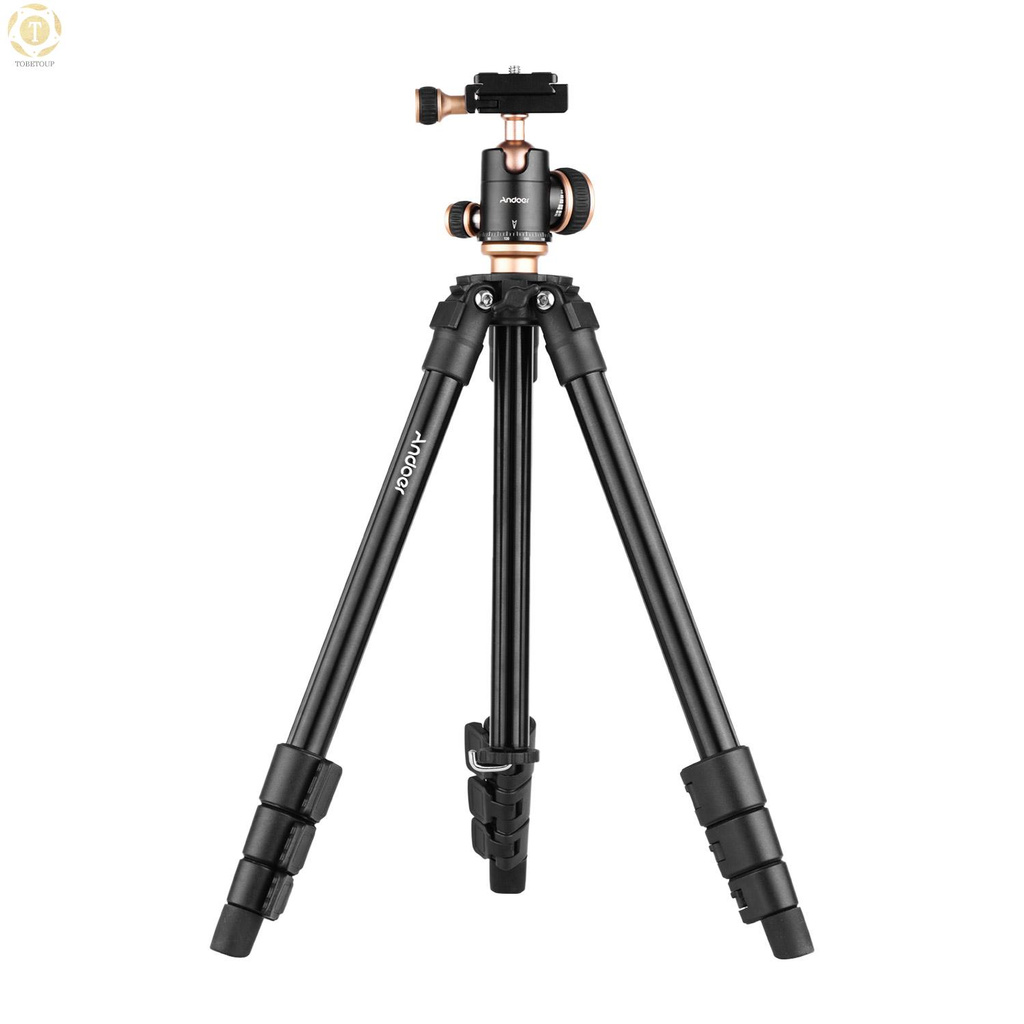 Shipped within 12 hours】 Andoer Q160SA Camera Tripod Complete Tripods with Panoramic Ballhead Bubble Level Adjustable Height Portable Travel Tripod for DSLR Digital Cameras Camcorder Mini Projector Compatible with Canon Nikon Sony Tripod [TO]