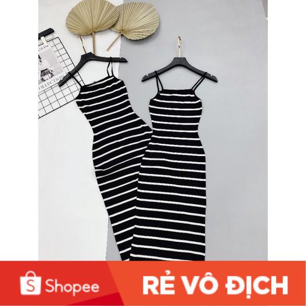 Váy 2 dây tăm kẻ ôm body