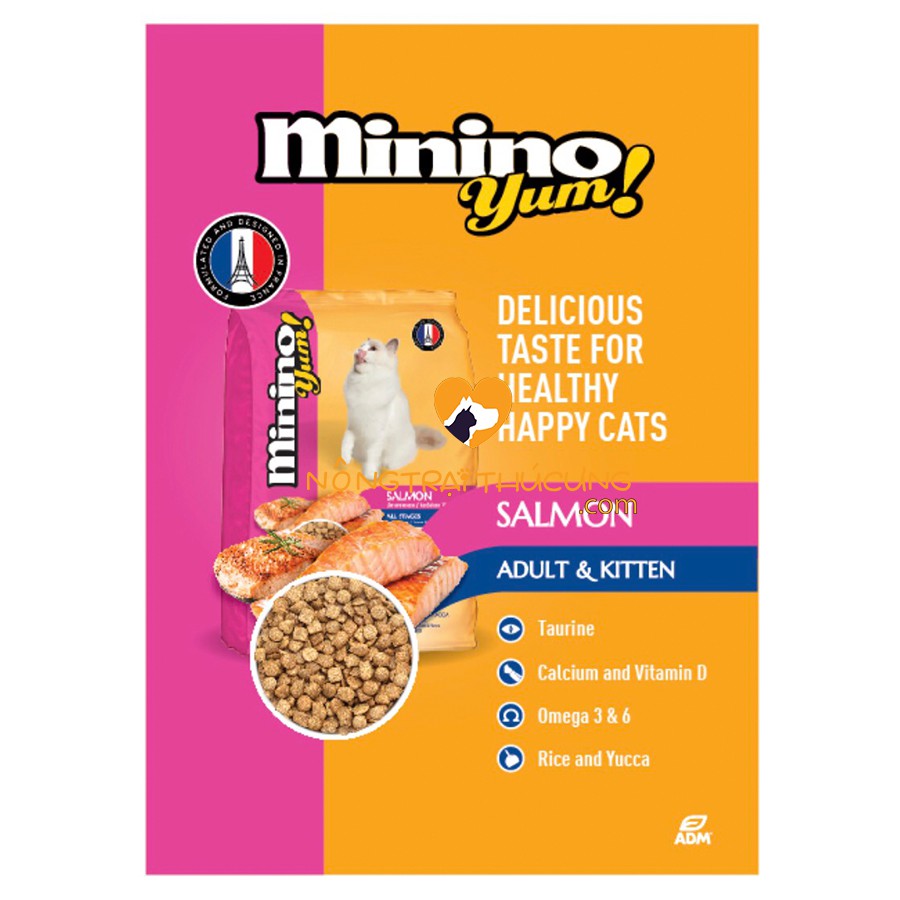 Thức ăn hạt cho mèo mọi lứa tuổi Minino Yum - Vị Cá Hồi