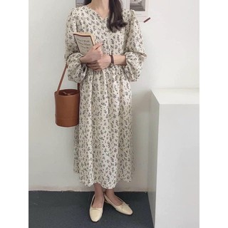 đầm vintage ulzzang : trắng - đen