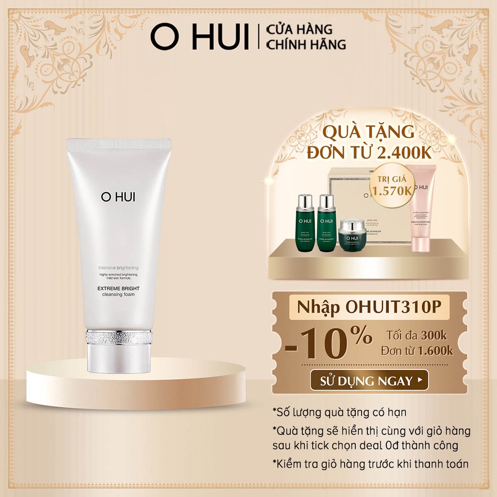 [Mã COSLUX03 giảm 120K] Sữa rửa mặt dưỡng trắng OHUI Extreme Bright Cleansing Foam 160ml