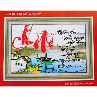 Tranh thêu chữ thập Cha Mẹ 223005