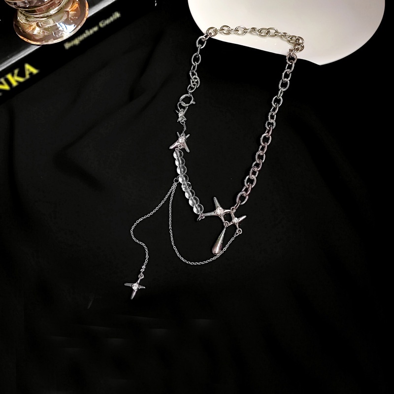Dây chuyền chuỗi đính đá phong cách harajuku sang trọng đơn giản