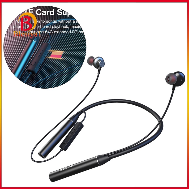 [BLESIYA1] Foldable Wireless Neckband for Workout Running Driving Outside TF Card