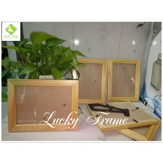 Combo 5 khung ảnh gỗ 13x18cm để bàn+treo tường màu tự nhiên