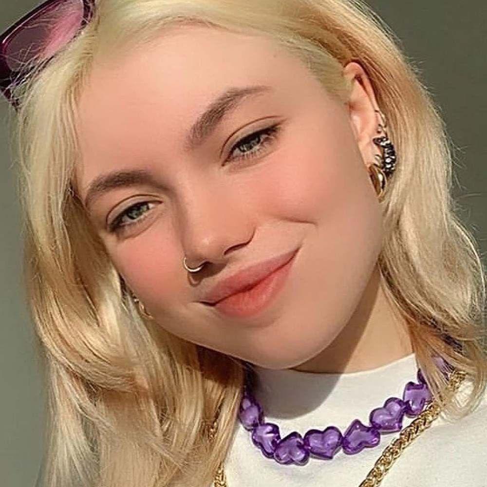 Vòng cổ Nữ Mặt Trái Tim Phong Cách Hip Hop Harajuku Goth Acrylic Y2K